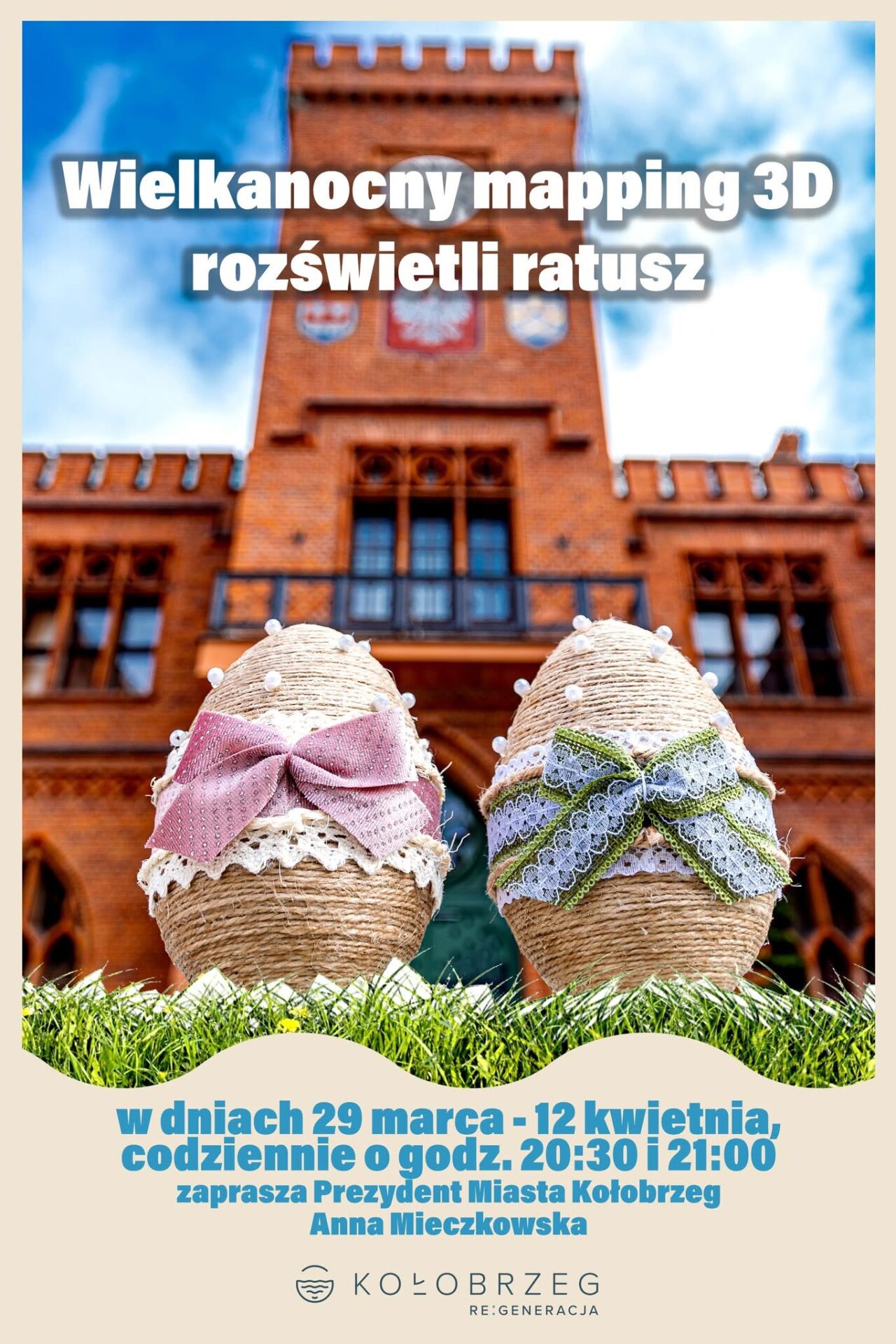 Magiczny wielkanocny mapping na ratuszu w Kołobrzegu